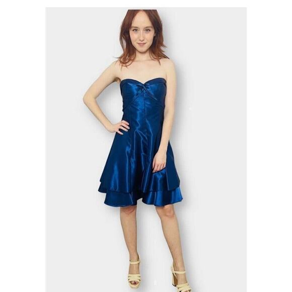 Vtg Jessica McClintock For Gunne Sax 90’s Blue Satin‎ Party Prom Dress Sz 11/Med - Picture 2 of 13